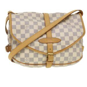LOUIS VUITTON Damier Azur Saumur 30 Shoulder Bag N48202 LV Auth 37002V